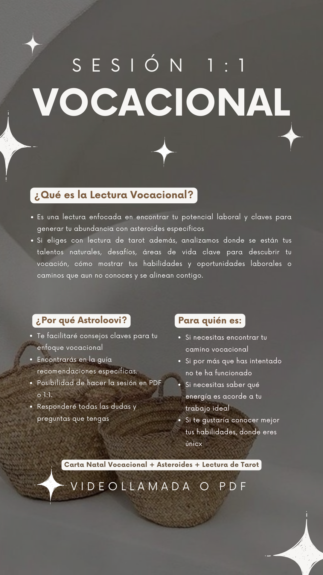 Sesión 1:1 - Lectura Vocacional + Asteroides Vocacional